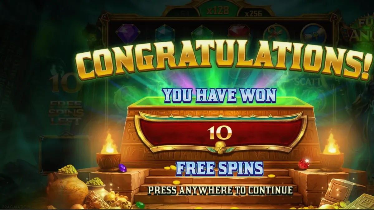 Fury of Anubis slot game interface showing multiplier mechanics