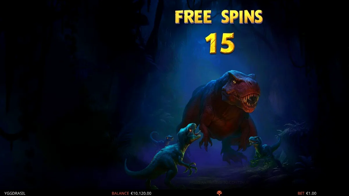 Tampilan visual slot Raptor 2 DoubleMax dengan tema dinosaurus dan hutan prasejarah