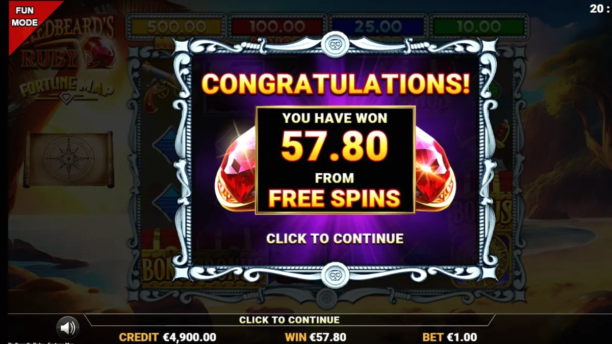 Redbeard’s Ruby – Fortune Map slot game interface with pirate treasure theme
